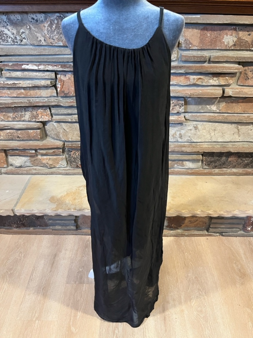 Scandal Italy Lolita Silk Blend Black Sleeveless Maxi Slip Dress